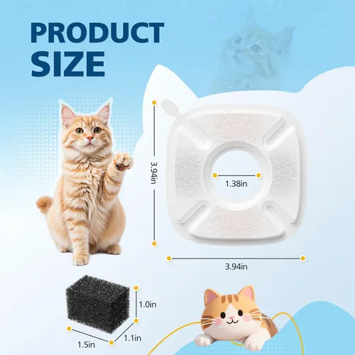 Vista 6 de Paquete de 32 filtros de fuente para mascotas para Veken 95oz/2.8L, 67oz, 85oz, 135oz fuentes de agua para perros y gatos, incluye 16 piezas