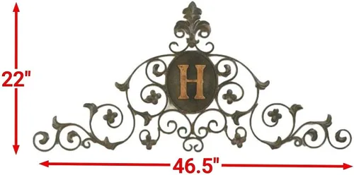 Vista 2 de Placa de pared con letra inicial de monograma de hierro verde para interiores y exteriores
