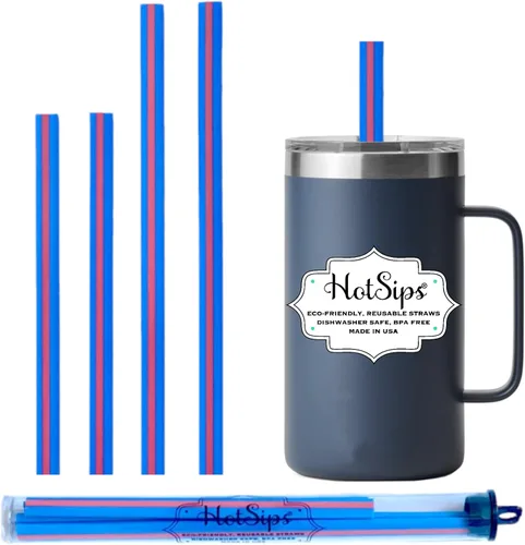Vista 8 de Popotes reutilizables + Estuche – Compatible con vasos/vasos de 8–20 oz – Suave, sin BPA, grado alimenticio, ovalado (menos arrugas) – Seguro