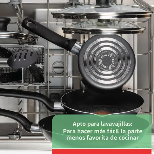 Vista 6 de Olla T-fal A92280. Olla apta para lavavajillas, antiadherente, especial, de 12 cuartos de galón, negra, Negro