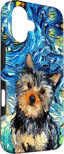 Vista 3 de iPhone 16 Yorkshire terrier Starry Night Cute Yorkie Dog Art por Aja Case