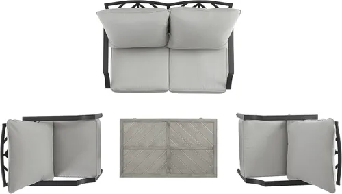 Vista 9 de Crosley Furniture Otto - Juego de muebles de patio de 4 piezas Chevron para exteriores, juegos de conversación para porche, negro mate con cojines