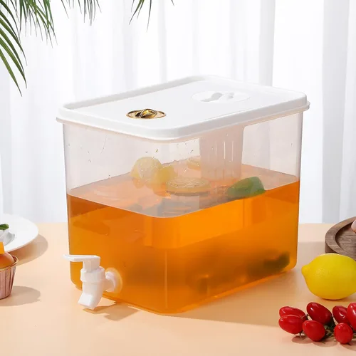 Vista 6 de Dispensador de bebidas para nevera con espita de plástico jugo limonada recipiente de té helado para reuniones familiares y fiestas
