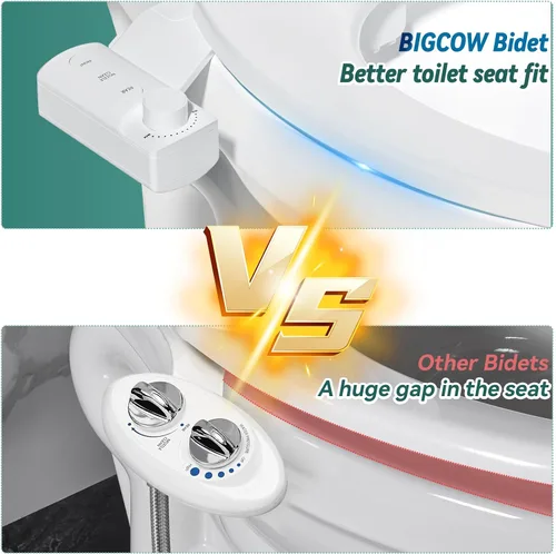Vista 5 de BIGCOW - Accesorio de bidé ultra delgado, boquilla dual autolimpiante (lavado frontal/trasero), comando de un dedo, controles táctiles ergonómicos