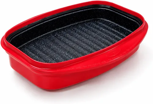 Vista 3 de Microheath - Parrilla sartén para cocinar en microondas - color rojo.
