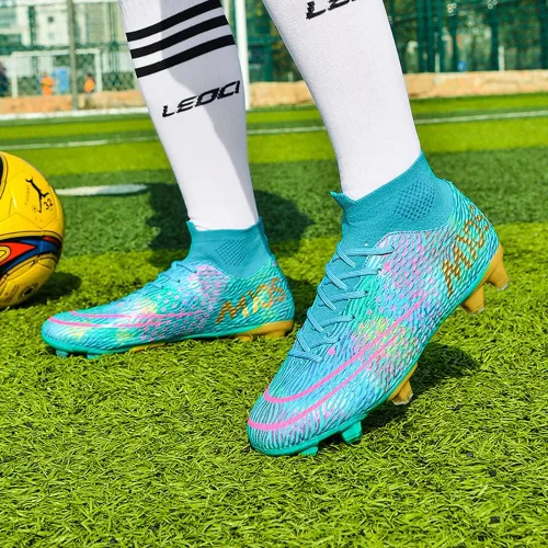 Vista 6 de ANYWELL Mens Athletic Soccer Shoes Professional High-Top Football Shoes Outdoor Indoor TFAG Boys Cleats Football Sneaker