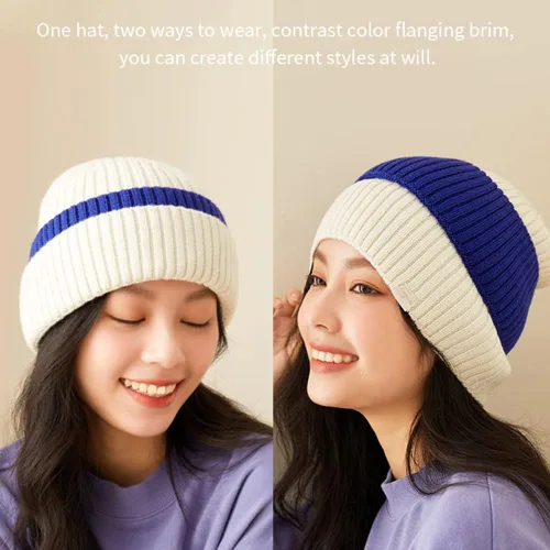 Vista 3 de OHYOGA Gorro grueso de punto trenzado grueso y cálido gorro elástico suave para mujeres y hombres SLH2T023