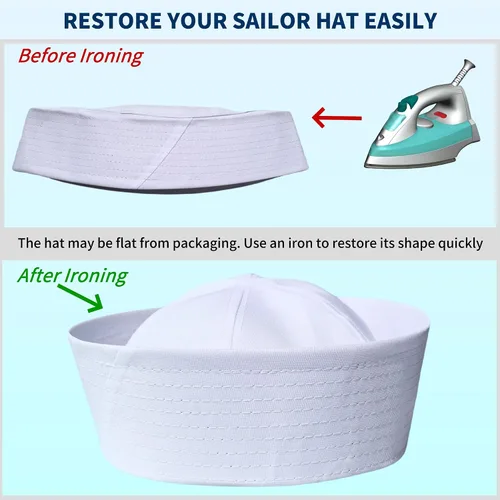 Vista 5 de Sombrero de marinero blanco de Estados Unidos, sombreros de color azul marino para hombres, sombreros de fiesta divertidos, sombrero de yate