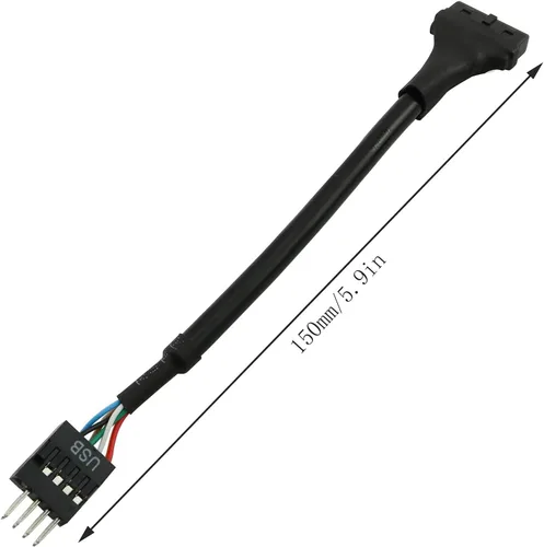 Vista 2 de 2 unids USB 3.0 20 pin hembra a USB 2.0 9-pin macho placa madre adaptador convertidor cable