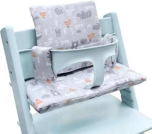 Vista 3 de ZARPMA Cojín para silla alta compatible con Stokke Tripp Trapp Chiar, funda de tela de algodón rellena con acolchado de algodón (gotas coloridas)