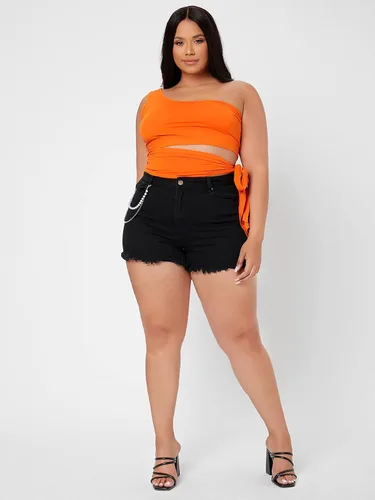 Vista 5 de WDIRARA Camiseta corta sin mangas con un hombro recortado para mujer