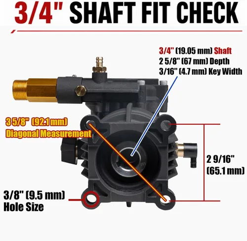 Vista 3 de Bomba de lavado a presión horizontal de eje de 3/4 pulgadas 3400 PSI 2.5 GPM Bomba de repuesto compatible con Simpson 90029, 520002, 520004, Dewalt
