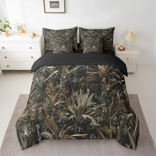 Vista 12 de Feelyou Juego de edredón botancial de camuflaje con bandera estadounidense Negro Marrón Oscuro