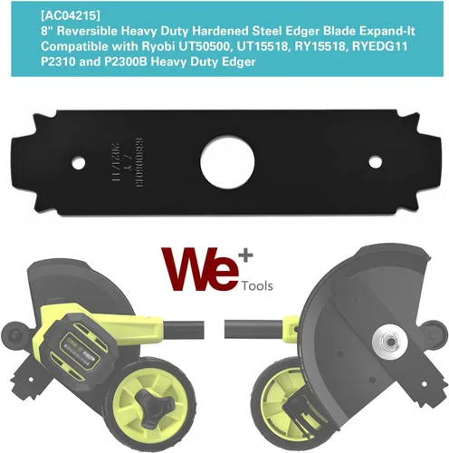 Vista 2 de WTA0075 - Cuchilla de repuesto reversible de acero endurecido de 8 pulgadas compatible con Ryobi AC04215 (paquete de 2)