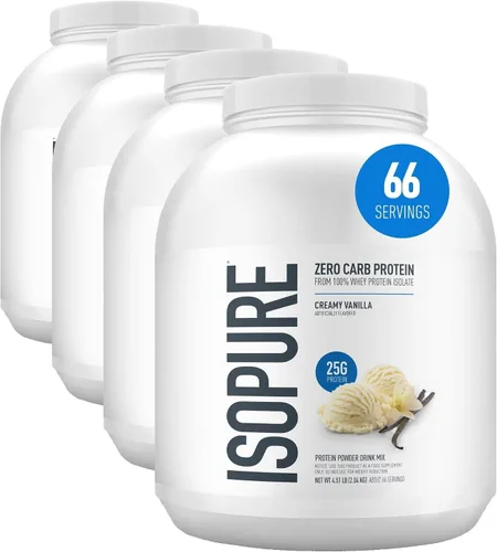 Vista 17 de Isopure Zero Carb 100% Proteína Pura de Suero Aislado en Polvo, Libre de Lactosa, Libre de Gluten, Con Vitaminas, Crema de Plátano, 25g de Proteína