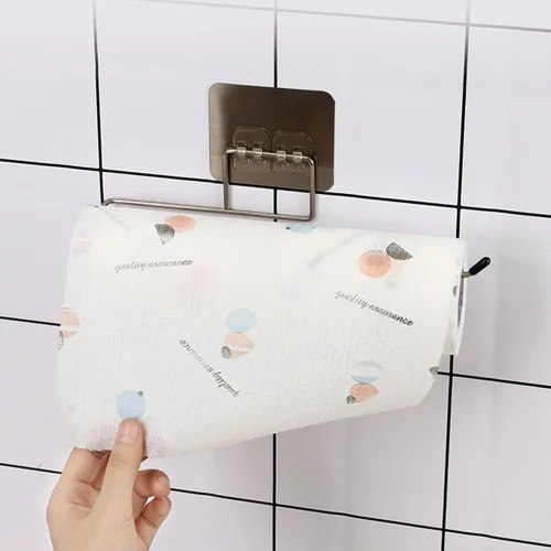 Vista 6 de Toallero de baño Soporte de almacenamiento para el hogar, soporte de papel higiénico colgante para colgar en la pared, soporte de papel higiénico
