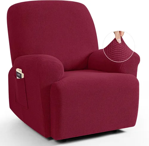 Vista 29 de TAOCOCO Funda reclinable de 4 piezas, funda elástica para sofá reclinable de 4 piezas, funda reclinable con 1 asiento, protector de sofá suave