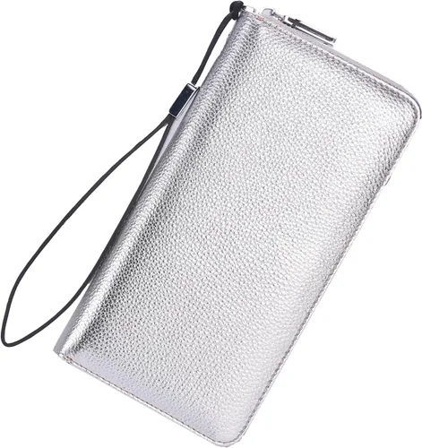 Vista 51 de Lavemi Pequeña cartera compacta para mujer, con bloqueo RFID, de piel auténtica, plegable, con ventanas de identificación