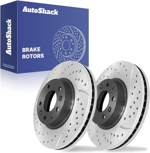 Vista 4 de AutoShack 11.76" (298.7 mm) Rotores de freno ventilados, perforados y ranurados delanteros con recubrimiento de repuesto para 2006-2012 Ford Fusion