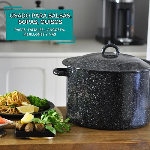 Vista 6 de MIRRO Olla esmaltada para conservas de 7.75 cuartos de galón, color negro
