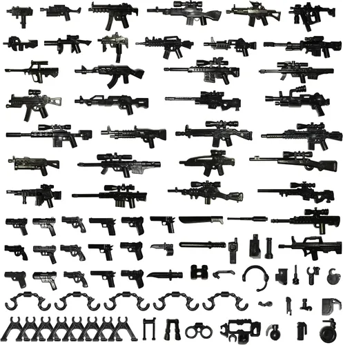 Vista 11 de Paquete de armas militares, bloques de construcción para figuras de soldado, kit de equipo del ejército, piezas y accesorios de piezas compatibles