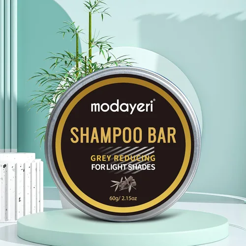 Vista 2 de Grey Hair Restoring Solid Shampoo Bar - Carbón de bambú Tratamiento especial para oscurecer naturalmente el cabello gris y blanco, 2.15 onzas