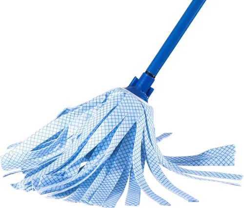 Vista 9 de Superio Trapeador de algodón para suelos de madera dura, autoescurridor, uso comercial/industrial de alta resistencia con mango de aluminio, azul