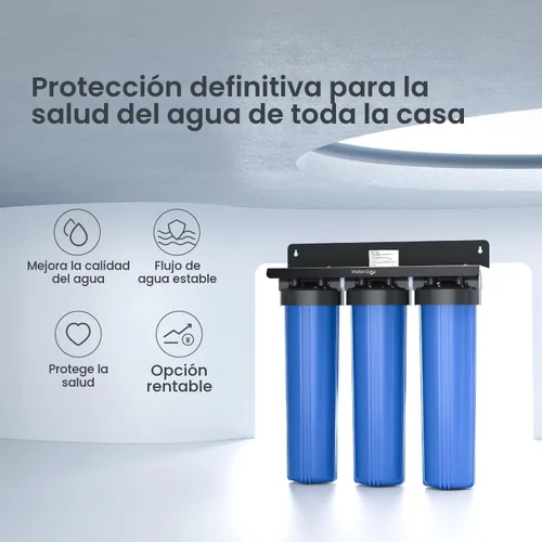 Vista 2 de Waterdrop Sistema de filtro de agua de 3 etapas para toda la casa, con filtro de carbono y filtro de sedimentos, filtración de 7 etapas que reduce