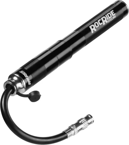 Vista 4 de RocRide Mini bomba de neumáticos de bicicleta con manómetro de presión de neumáticos de lápiz se infla a 120 PSI y funciona con válvulas Schrader
