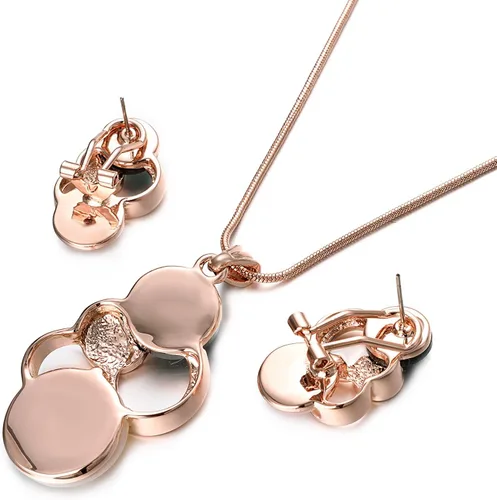 Vista 5 de Yoursfs White and Black Shell Pendant Necklace and Earrings Sets for Women 18K Rose Gold Plated Fashion Costume Jewellery Set for Wedding Dinner