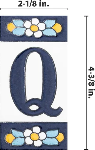 Vista 4 de Sevillano Flora Address Letters Q - Azulejo de cerámica para pared, 2-1/8" x 4-3/8