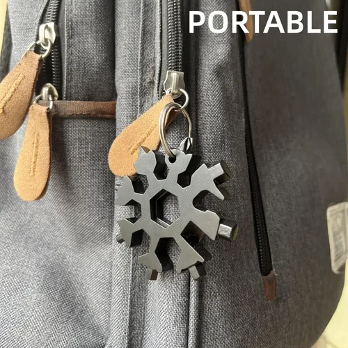 Vista 6 de Herramienta Multifuncional de Copo de Nieve 18 en 1, Rellenos de Calcetín para Hombres, Geniales Gadgets de Herramientas de Acampada para Hombres