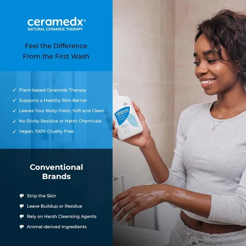 Vista 6 de Ceramedx - Loción corporal restauradora Loción de ceramida natural para pieles secas y sensibles Sin crueldad, vegana y sin fragancia 12 onzas