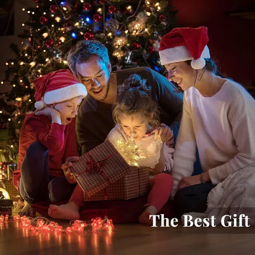 Vista 9 de Lewondr Decoración para árbol de Navidad, enchufe 3D Starburst iluminado A-champán Oro
