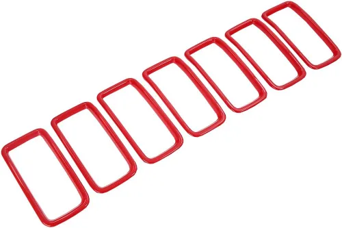 Vista 6 de Marco de rejilla frontal rojo ABS para Jeep Renegade 2019-2023