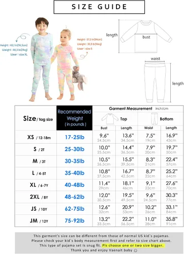 Vista 5 de VAENAIT BABY 12M-12Y Toddler Kids Boys Girls 100% Cotton Marbling Tiedye Sung Fit Sleepwear Pajamas 2pcs Pjs Set