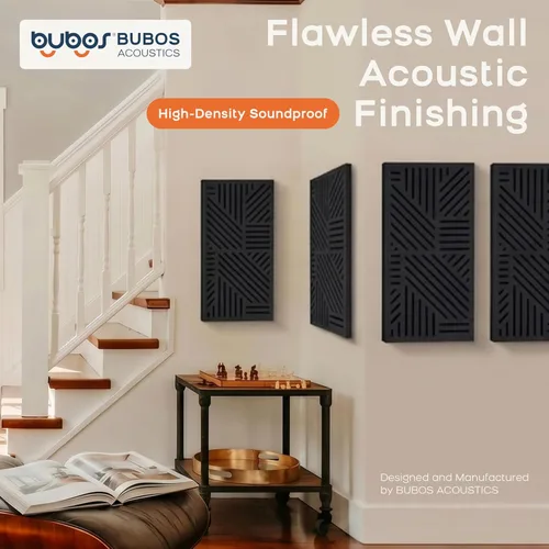 Vista 2 de BUBOS Paquete de 4 paneles acústicos engrosados, 23.6'' x 11.8'' paneles de pared acústicos autoadhesivos absorbentes de sonido con cavidad
