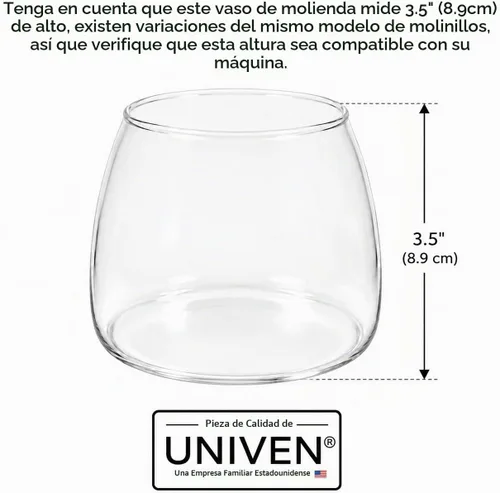 Vista 2 de Univen Molinillo de café de 7 oz con tarro de vidrio de 3.5 pulgadas (3.5 in) de alto, compatible con los modelos KitchenAid KCG0702 KPCG100 4176728