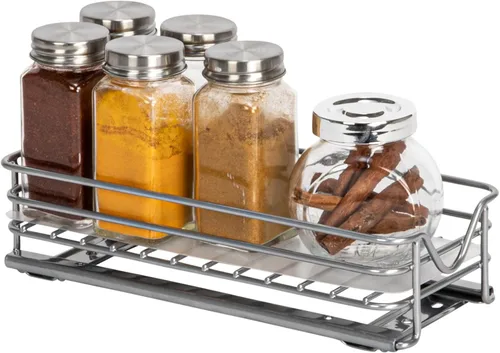 Vista 10 de Household Essentials Estante deslizante doble de 2 niveles de 4 pulgadas en acero recubierto de polvo Glidez de níquel organizador de almacenamiento