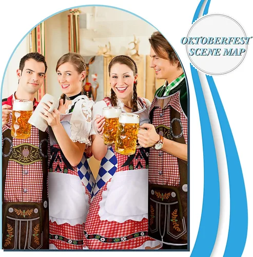 Vista 6 de Hillban 2 delantales de Oktoberfest para mujeres y hombres, delantal alemán para disfraz de Oktoberfest para parejas, cocinar, barbacoa, regalos