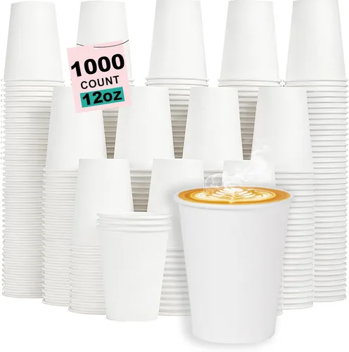 Vista 53 de Paquete de 100 tazas de café desechables de 8 onzas, tazas de papel desechables de color marrón a granel, tazas de café para té caliente, chocolate