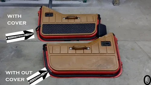 Vista 2 de Se adapta a Jeep Wrangler YJ cubierta de goma negra de aluminio con placa de diamante interior de media puerta