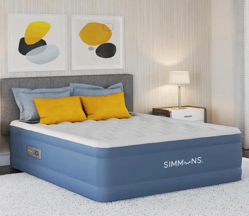 Vista 2 de Simmons Rest Aire Colchón cama de aire con bomba lateral incorporada y cubierta de terciopelo suave: Queen