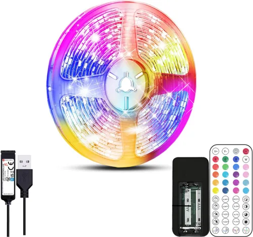 Vista 4 de NBBUFF Tira de luces LED para dormitorio, aplicación inteligente y control remoto, sincronización de música, cambio de color, temporizador