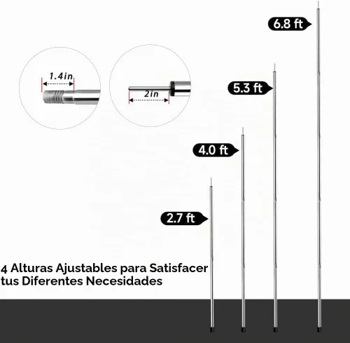 Vista 2 de SANLIKE Bastones de lona de 6.6 pies, juego de 2 postes de lona, postes de repuesto para tiendas, postes telescópicos, postes de toldo, postes