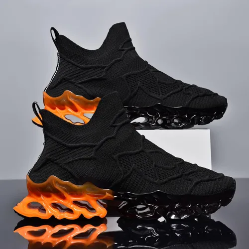 Vista 2 de Poramea Mocasines sin cordones para hombre, zapatos de tenis para caminar, sin cordones, tenis de malla para correr, correr, correr, casual