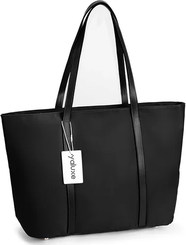 Vista 4 de YALUXE Bolso de mano para mujer, bolso de hombro de nailon de cuero para mujer, bolso de trabajo de gran capacidad, bolso imprescindible