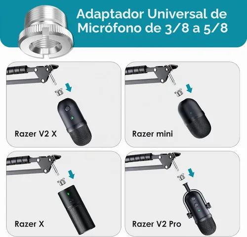 Vista 3 de Brazo de micrófono para micrófono Razer Seiren V2 X - Brazo de micrófono ajustable compatible con Razer Seiren V2 Pro, Seiren Mini y Seiren X