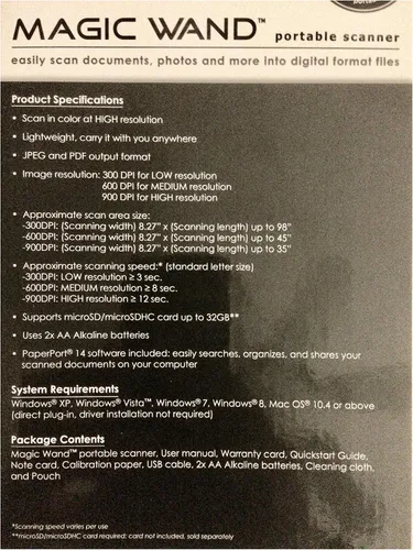 Vista 6 de VuPoint Solutions Magic Wand, escáner portátil., Negro Paquete de 1