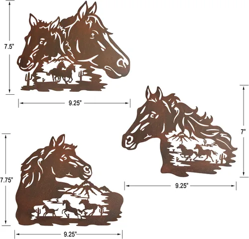 Vista 6 de WAIU Trio Wildlife Accent - Estatuas de animales montadas en la pared, colgantes de pared de metal, paredes artísticas de silueta, decoraciones